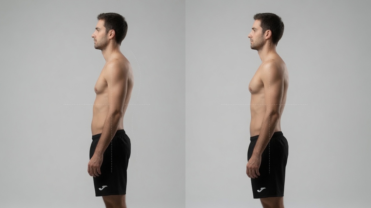 Athlete focusing on posture and aesthetic balance